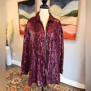 Main Street Vintage Sequined Topper Burgundy